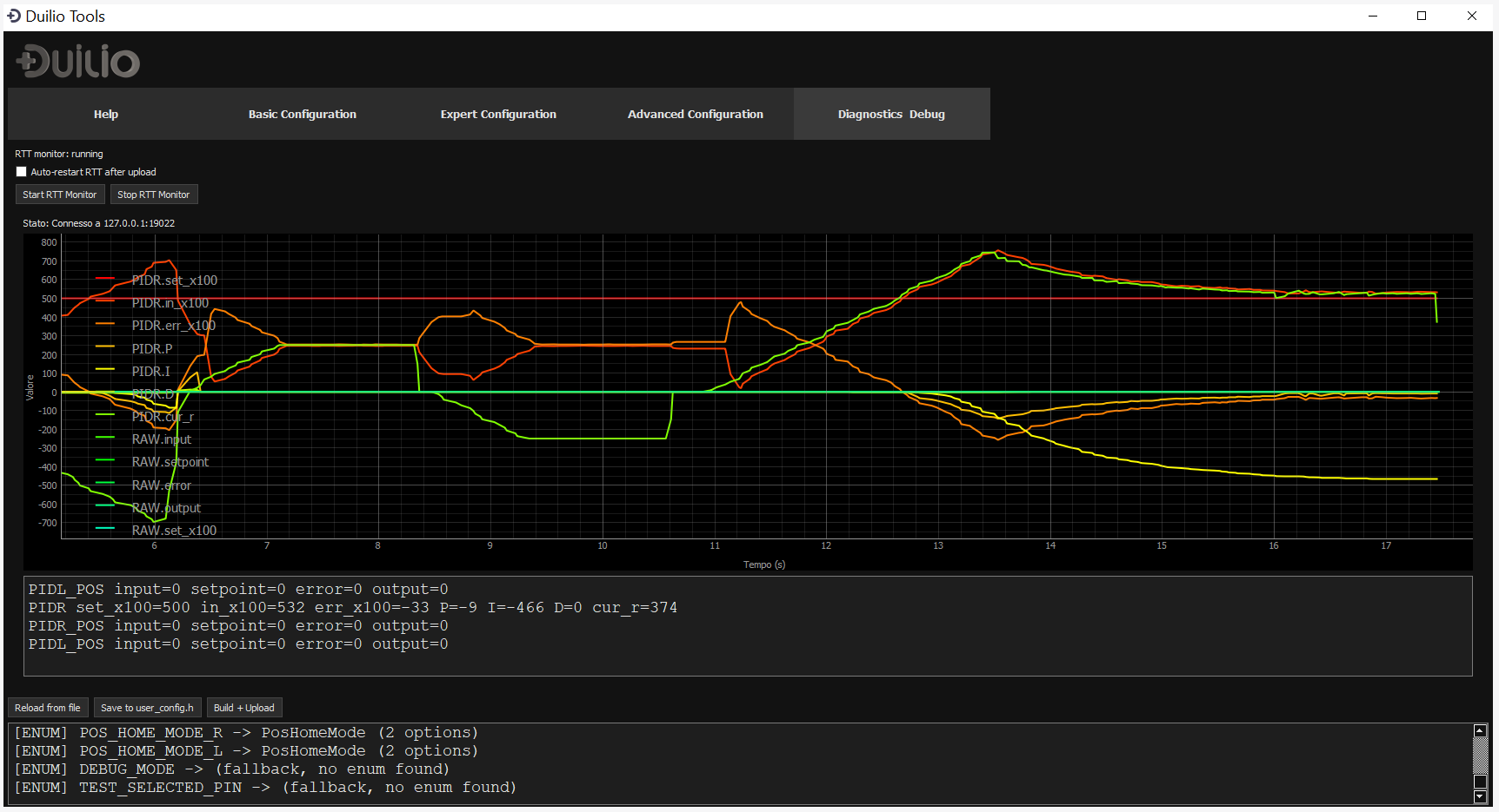 DUILIO Tools software screenshot, configuration
